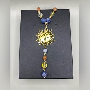 🌞Sun Face Sodalite Citrine Sunstone Lace Agate Necklace